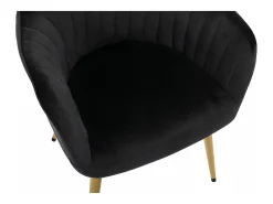Conjunto de 6 cadeiras com apoios de braço veludo e metal dourado cor preta ELEANA