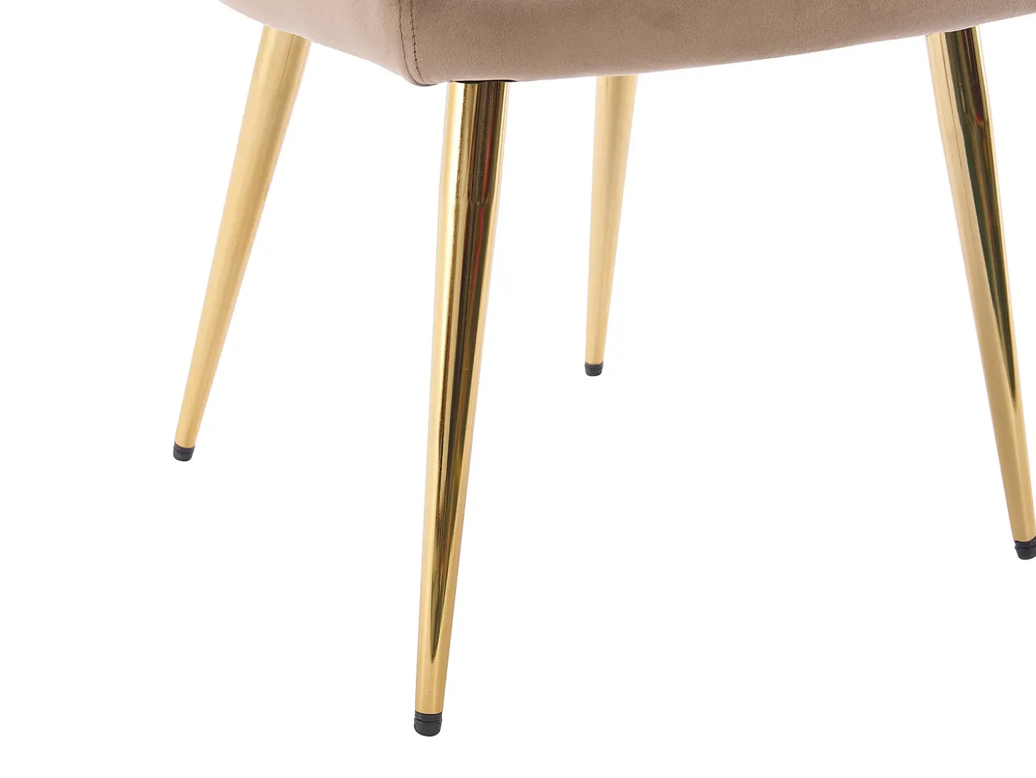 Conjunto de 6 cadeiras com apoios de braço veludo e metal dourado, cor bege - ELEANA