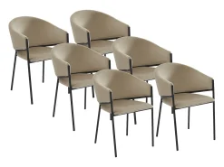 Conjunto de 6 cadeiras com apoios de braço em veludo e metal preto - Cinza - ORDIDA de Pascal Morabito