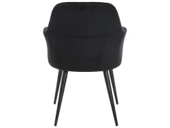 Conjunto de 6 cadeiras com apoios de braços em veludo e metal preto cor preta - ELEANA
