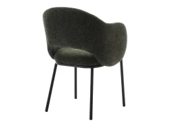 Conjunto de 2 cadeiras com braços em tecido texturizado e metal preto - Verde - ACACILIO