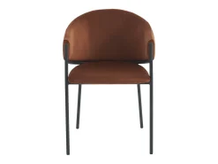 Conjunto de 6 cadeiras com apoios de braço veludo e metal preto, cor terracota ORDIDA