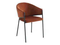 Conjunto de 6 cadeiras com apoios de braço veludo e metal preto, cor terracota ORDIDA