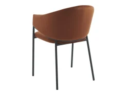 Conjunto de 6 cadeiras com apoios de braço veludo e metal preto, cor terracota ORDIDA