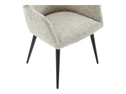 Conjunto de 6 cadeiras com apoios de braço tecido tweed e metal preto cor creme - HEKA