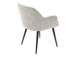 Conjunto de 6 cadeiras com apoios de braço tecido tweed e metal preto cor creme - HEKA