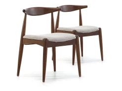 Conjunto de 2 cadeiras Corzo Cor Nogueira, Madeira Maciça, 52,5 x 50 x 74,5 cm