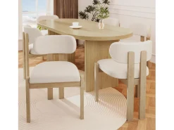Conjunto de 2 cadeiras de jantar em madeira maciça - 54 x 54 x 79 cm - Estilo moderno - acabamento ondulado - bege + natural