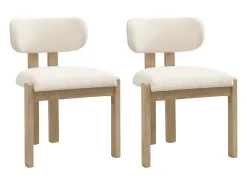 Conjunto de 2 cadeiras de jantar em madeira maciça - 54 x 54 x 79 cm - Estilo moderno - acabamento ondulado - bege + natural