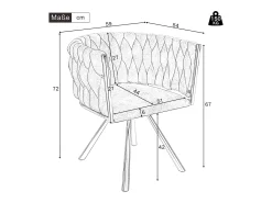 Conjunto de 4 cadeiras de jantar giratórias com braços - 59 x 54 x 72 cm - Veludo - Bege + Dourado