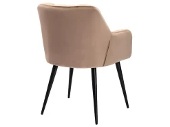 Conjunto de 6 cadeiras de mesa acolchoadas com apoios - Veludo e metal preto. Bege. PEGA
