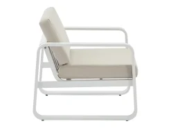 Conjunto de 2 cadeiras de jardim em alumínio - Branco com almofadas bege - LOMIA de MYLIA