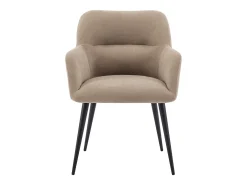 Conjunto de 2 cadeiras de mesa com apoios - Tecido efeito veludo e metal preto. Bege. HEKA