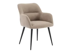 Conjunto de 2 cadeiras de mesa com apoios - Tecido efeito veludo e metal preto. Bege. HEKA