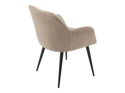 Conjunto de 2 cadeiras de mesa com apoios - Tecido efeito veludo e metal preto. Bege. HEKA