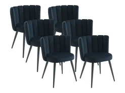 Conjunto de 6 cadeiras de veludo e metal - Preto - PRANILA