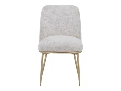 Conjunto de 2 cadeiras em tecido e metal dourado - Creme - DYLORA