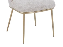 Conjunto de 2 cadeiras em tecido e metal dourado - Creme - DYLORA