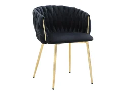 Conjunto de 2 cadeiras em veludo e metal dourado - Preto - ELEGANO