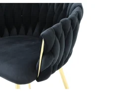 Conjunto de 2 cadeiras em veludo e metal dourado - Preto - ELEGANO