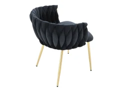 Conjunto de 2 cadeiras em veludo e metal dourado - Preto - ELEGANO