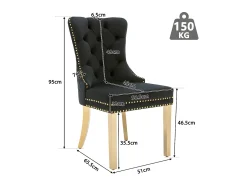 Conjunto de 4 cadeiras em veludo com pés em metal - Preto