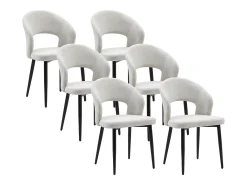 Conjunto de 6 cadeiras em tecido e metal preto cor cinza - NIYAMA