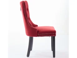Conjunto de 2 cadeiras em veludo - Pés em madeira e tachas decorativas - Cor bordeaux