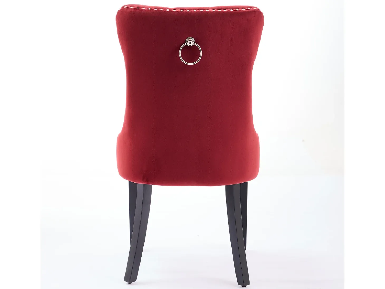 Conjunto de 2 cadeiras em veludo - Pés em madeira e tachas decorativas - Cor bordeaux