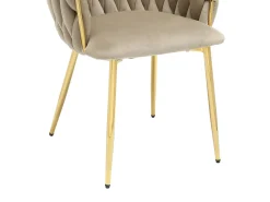 Conjunto de 2 cadeiras em veludo e metal dourado - Bege - ELEGANO
