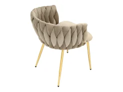 Conjunto de 2 cadeiras em veludo e metal dourado - Bege - ELEGANO