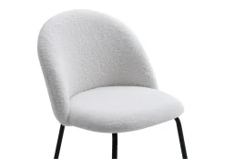 Conjunto de 2 cadeiras em tecido bouclé e aço inoxidável branco - MELBOURNE