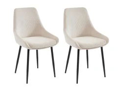 Conjunto de 2 cadeiras em veludo canelado e metal cor creme - MASURIE