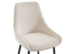 Conjunto de 2 cadeiras em veludo canelado e metal cor creme - MASURIE
