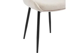 Conjunto de 2 cadeiras em veludo canelado e metal cor creme - MASURIE
