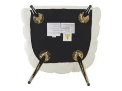 Conjunto de 6 cadeiras em veludo - costas em forma de leque - estrutura em ferro banhado a ouro - branco e dourado