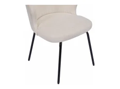 Conjunto de 2 cadeiras em veludo canelado e metal preto cor creme - RELIOZA