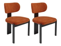 Conjunto de 2 cadeiras em tecido bouclé e madeira de hévea preta - Terracotta - WILANA