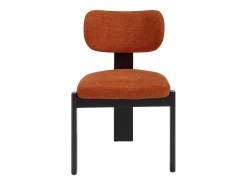 Conjunto de 2 cadeiras em tecido bouclé e madeira de hévea preta - Terracotta - WILANA