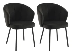 Conjunto de 2 cadeiras em tecido e metal - Preto - TANURY