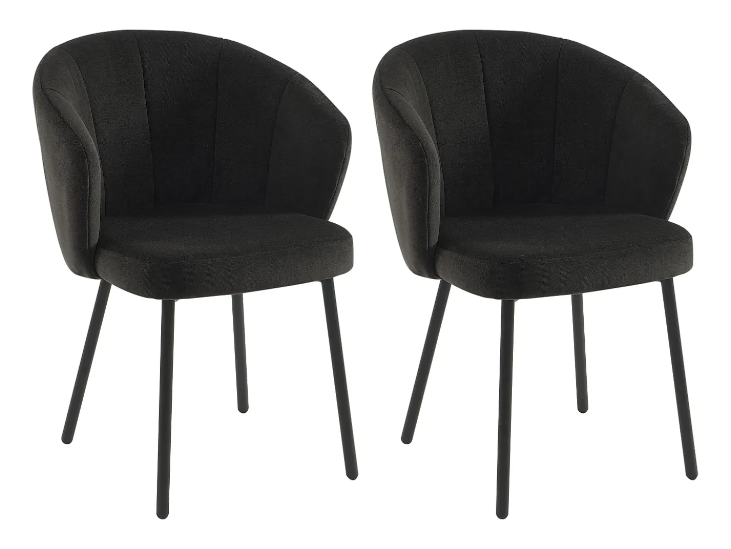 Conjunto de 2 cadeiras em tecido e metal - Preto - TANURY