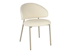 Conjunto de 4 cadeiras em tecido texturizado e metal bege - Creme - VOSINIA