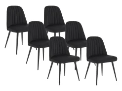 Conjunto de 6 cadeiras em veludo e metal preto - ELEANA