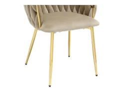 Conjunto de 6 cadeiras em veludo e metal dourado - Bege - ELEGANO