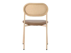 Conjunto de 2 cadeiras em pele sintética e vime - pernas em metal - castanho