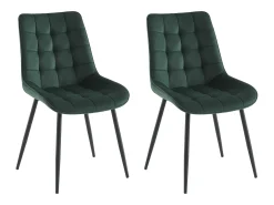 Conjunto de 2 cadeiras estofadas - Veludo e metal preto - Verde - OLLUA