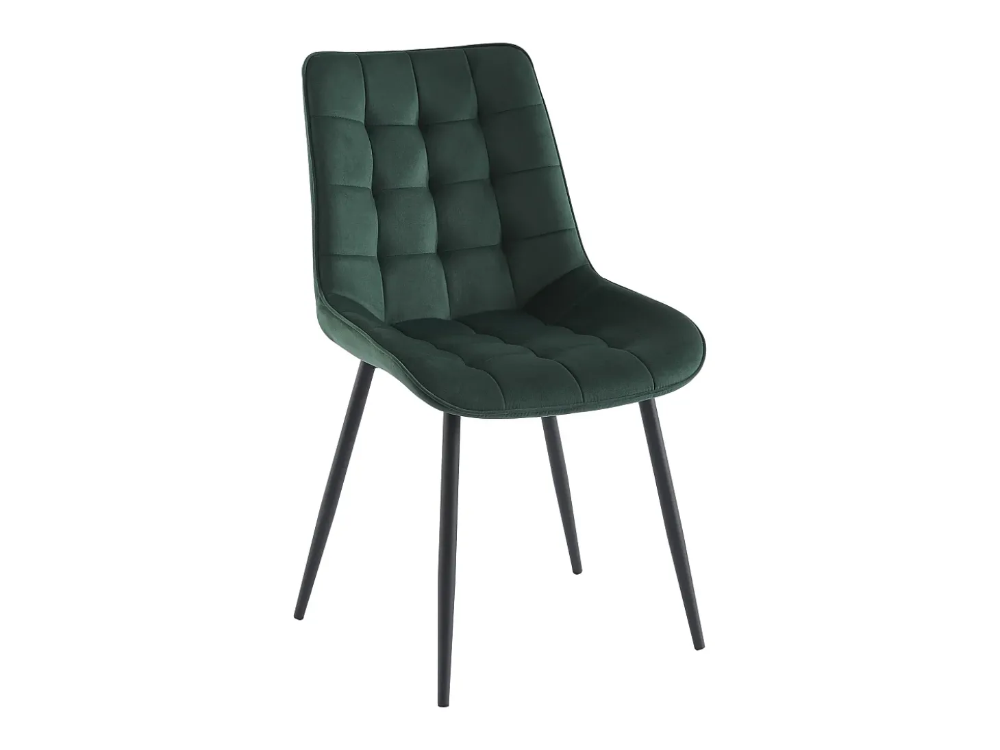 Conjunto de 2 cadeiras estofadas - Veludo e metal preto - Verde - OLLUA