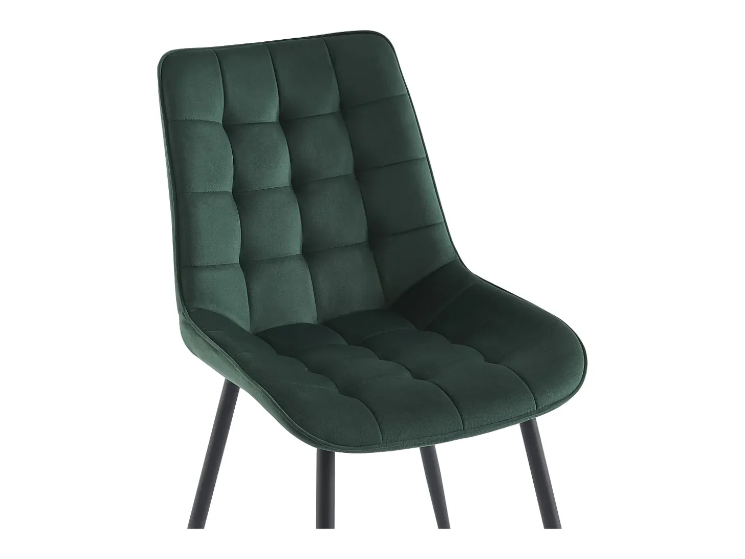 Conjunto de 2 cadeiras estofadas - Veludo e metal preto - Verde - OLLUA
