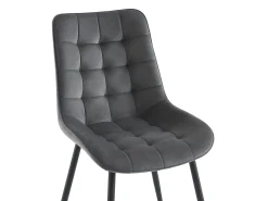 Conjunto de 6 cadeiras estofadas - Veludo e metal preto - Cinza - OLLUA