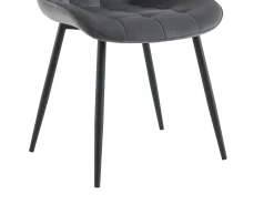 Conjunto de 6 cadeiras estofadas - Veludo e metal preto - Cinza - OLLUA